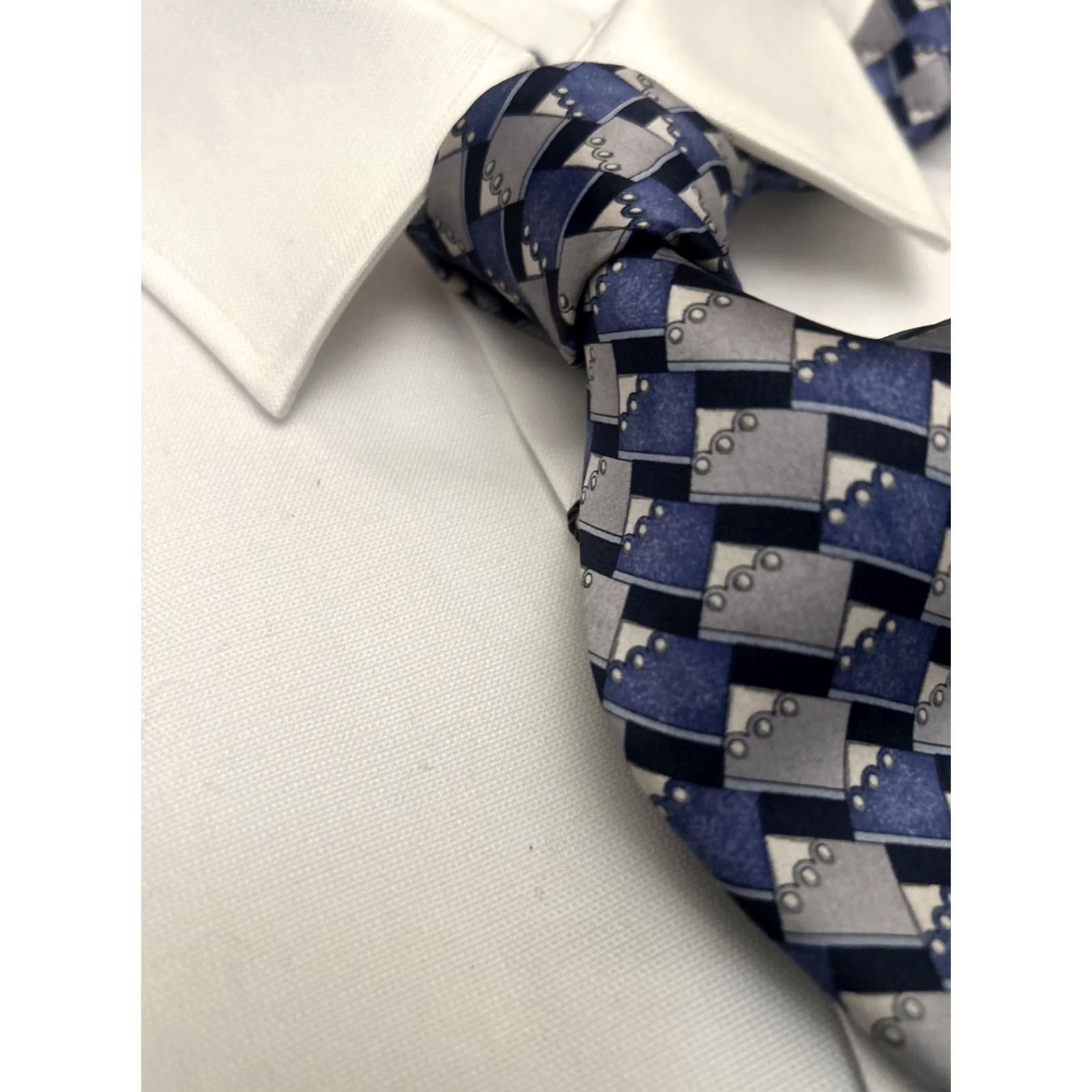 Vintage Principe Tie Geometric 100% Silk Black Gray Mens Neck Tie EUC Made in Italy Size ONE SIZE - 7 Thumbnail