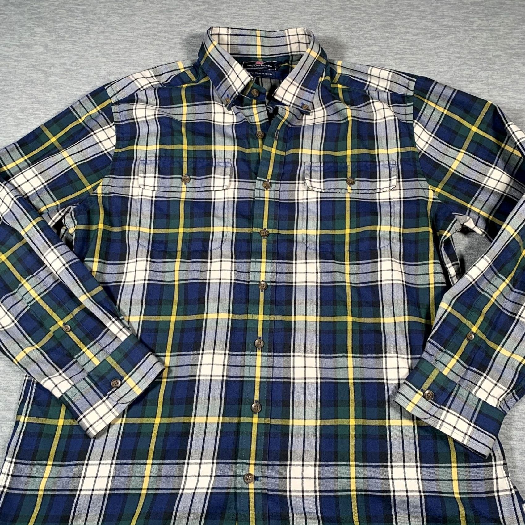 Vineyard Vines Vineyard Vines Shirt Mens Large Blue Green Plaid Crosby Slim Fit Button-Down Collar Size US L / EU 52-54 / 3 - 2 Thumbnail