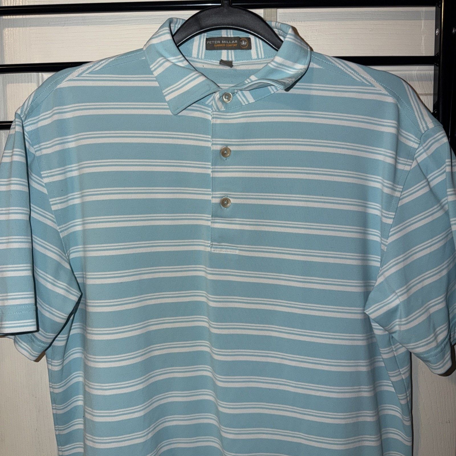 Peter Millar Peter Millar Golf Polo White Blue Aqua Small Size US S / EU 44-46 / 1 - 2 Thumbnail