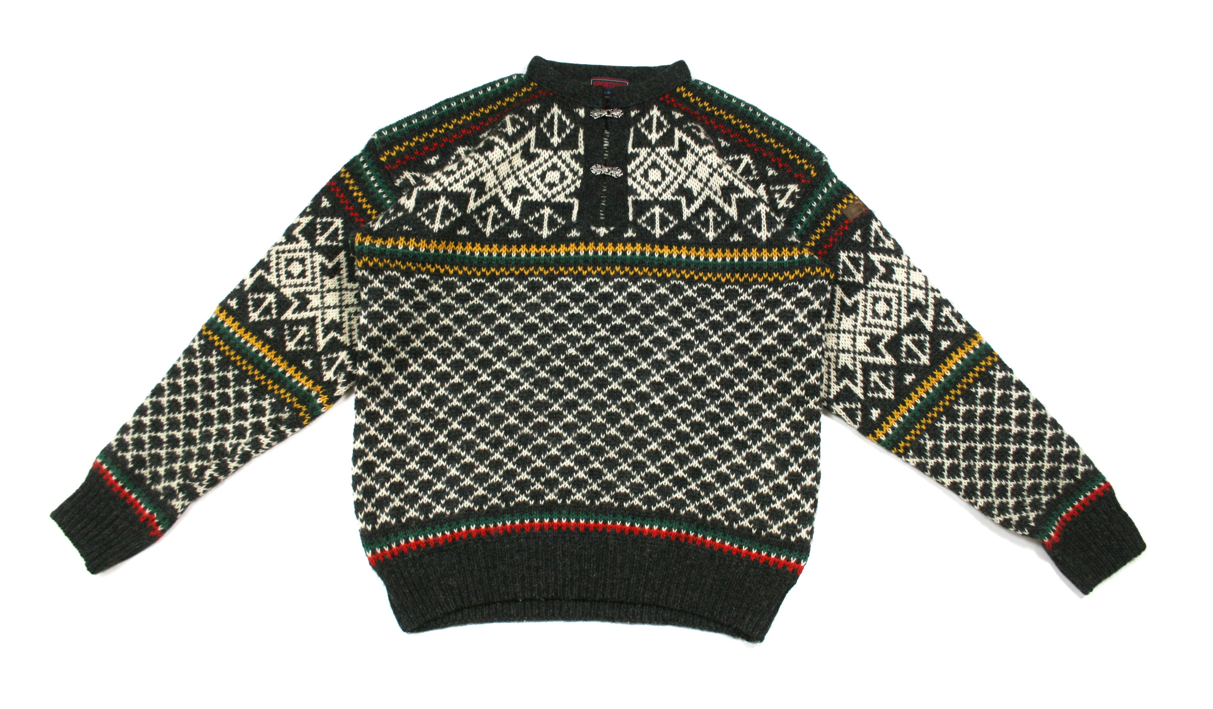 Vintage 90S Sportique Norwegian Fair Isle Wool Knit Size US L / EU 52-54 / 3 - 1 Thumbnail