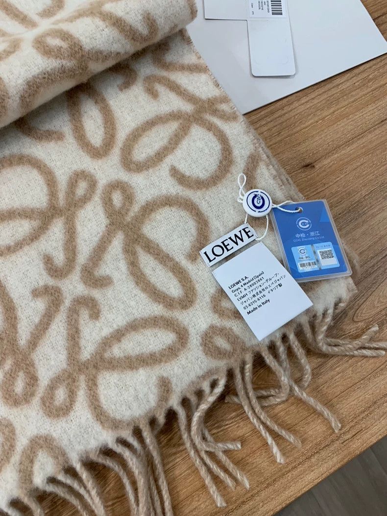 Loewe LOEWE Logo printed wool scarf Size ONE SIZE - 4 Thumbnail