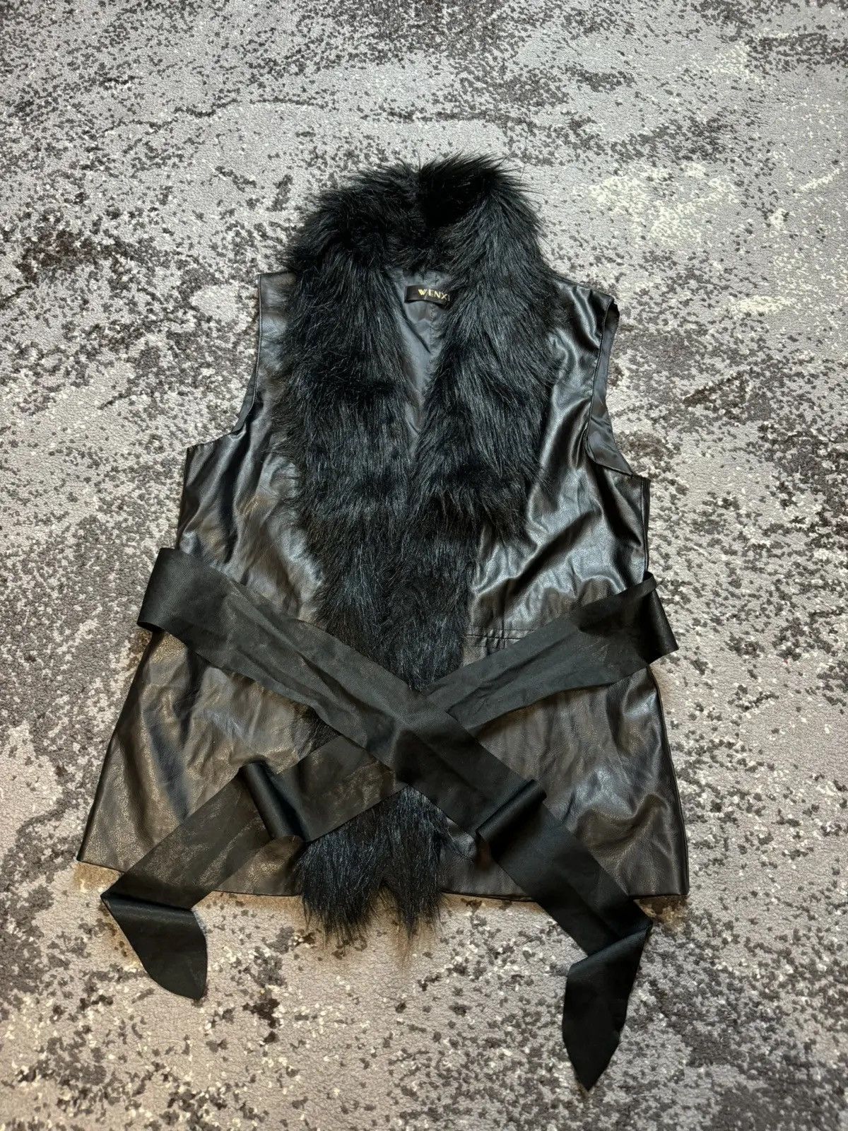 Japanese Brand × Vintage Y2K Leather Style Long Fur Collar Owens Style Vests Size US S / EU 44-46 / 1 - 4 Thumbnail