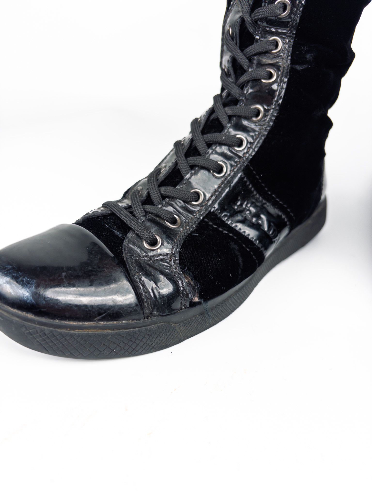Prada Vintage Y2K 2000s Prada Velvet High Riding Boots Size US 7 / IT 37 - 9 Thumbnail