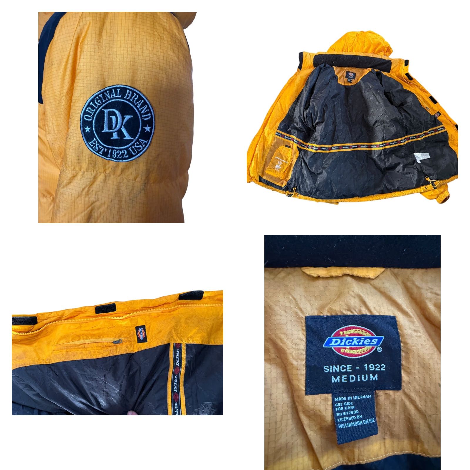 Dickies Dickies Yellow Hooded Down Puffer Jacket Mens M | Duck Down Filling | Winter Outerwear | Yellow / Black | 22” Pit to Pit 28” Length Size US M / EU 48-50 / 2 - 8 Thumbnail
