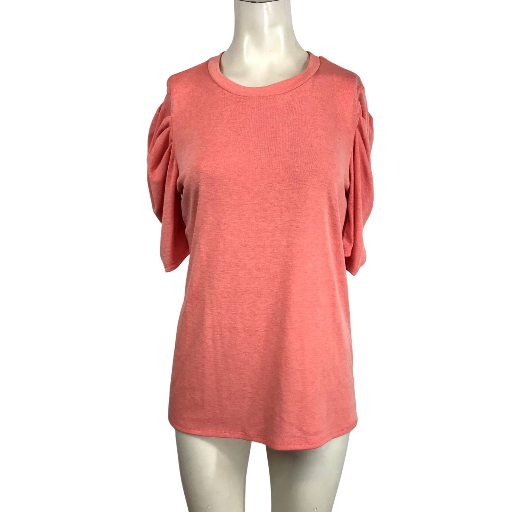 Vintage White Birch Coral Ribbed Knit Puff Sleeve T Shirt Women's XL Size XL / US 12-14 / IT 48-50 - 2 Thumbnail
