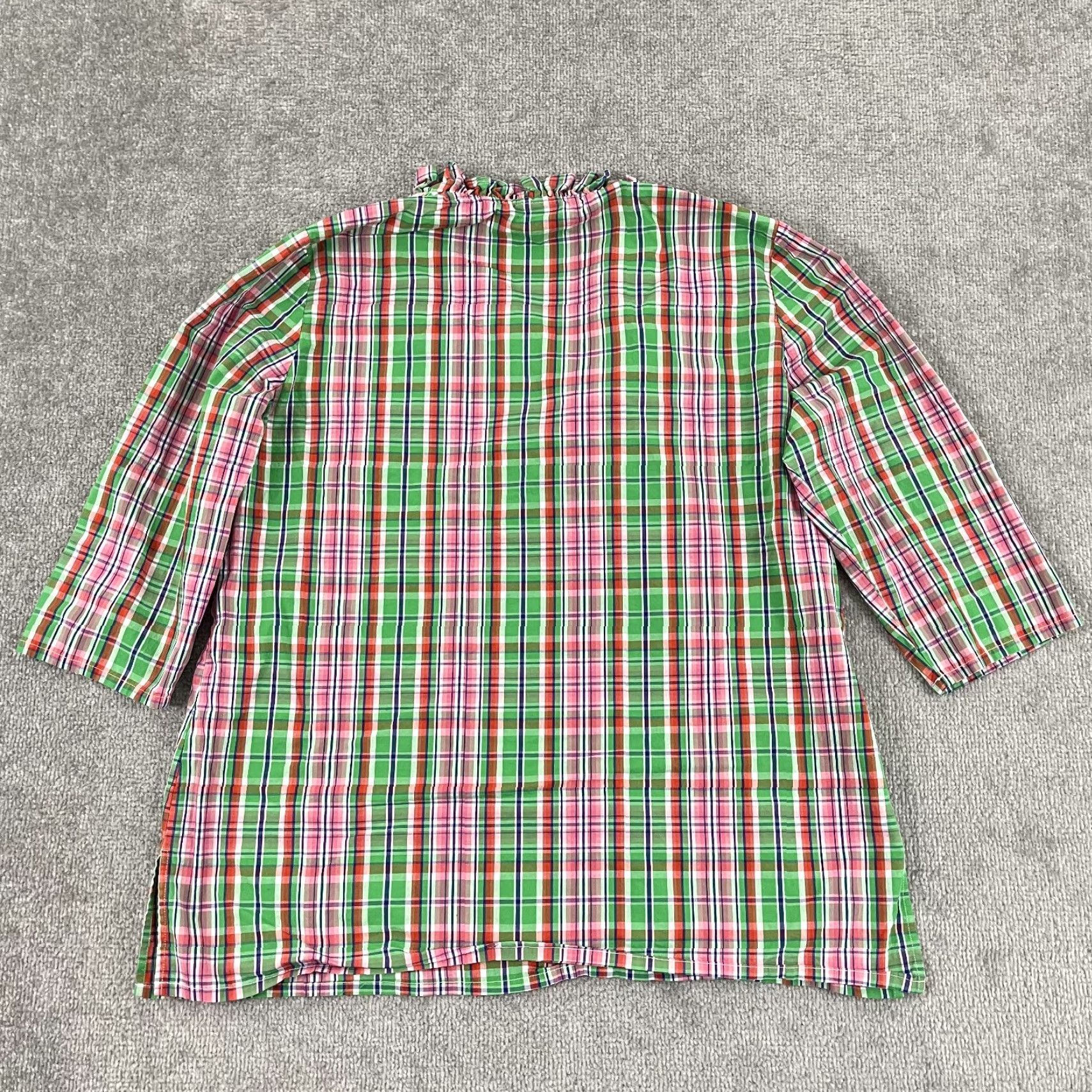 Pinko Haley & The Hound Blouse Womens XL Multicolor Plaid Ruffle V-Neck Top Casual 3/4 Sleeve Size XL / US 12-14 / IT 48-50 - 7 Thumbnail