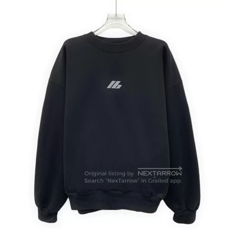 Balenciaga Balenciaga Black Logo Letter Printed Cotton Round Neck Lon Size US S / EU 44-46 / 1 - 1 Thumbnail