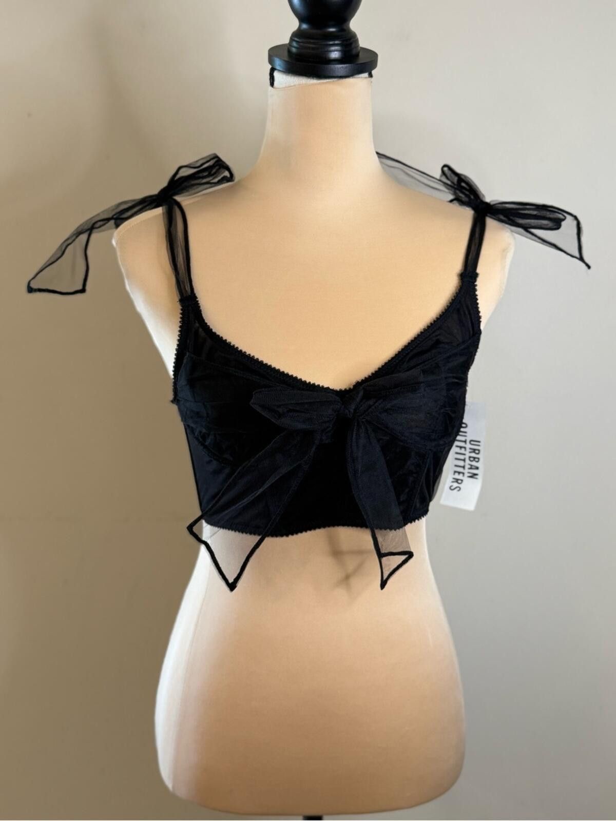 Urban Outfitters Urban outfitters black bralette top coquette bows SZ M Size ONE SIZE - 2 Thumbnail