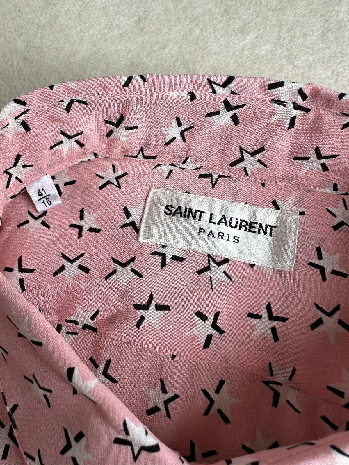 Saint Laurent Paris SS19 Saint Laurent star 💯% silk shirt 41 grail Size US L / EU 52-54 / 3 - 20 Thumbnail