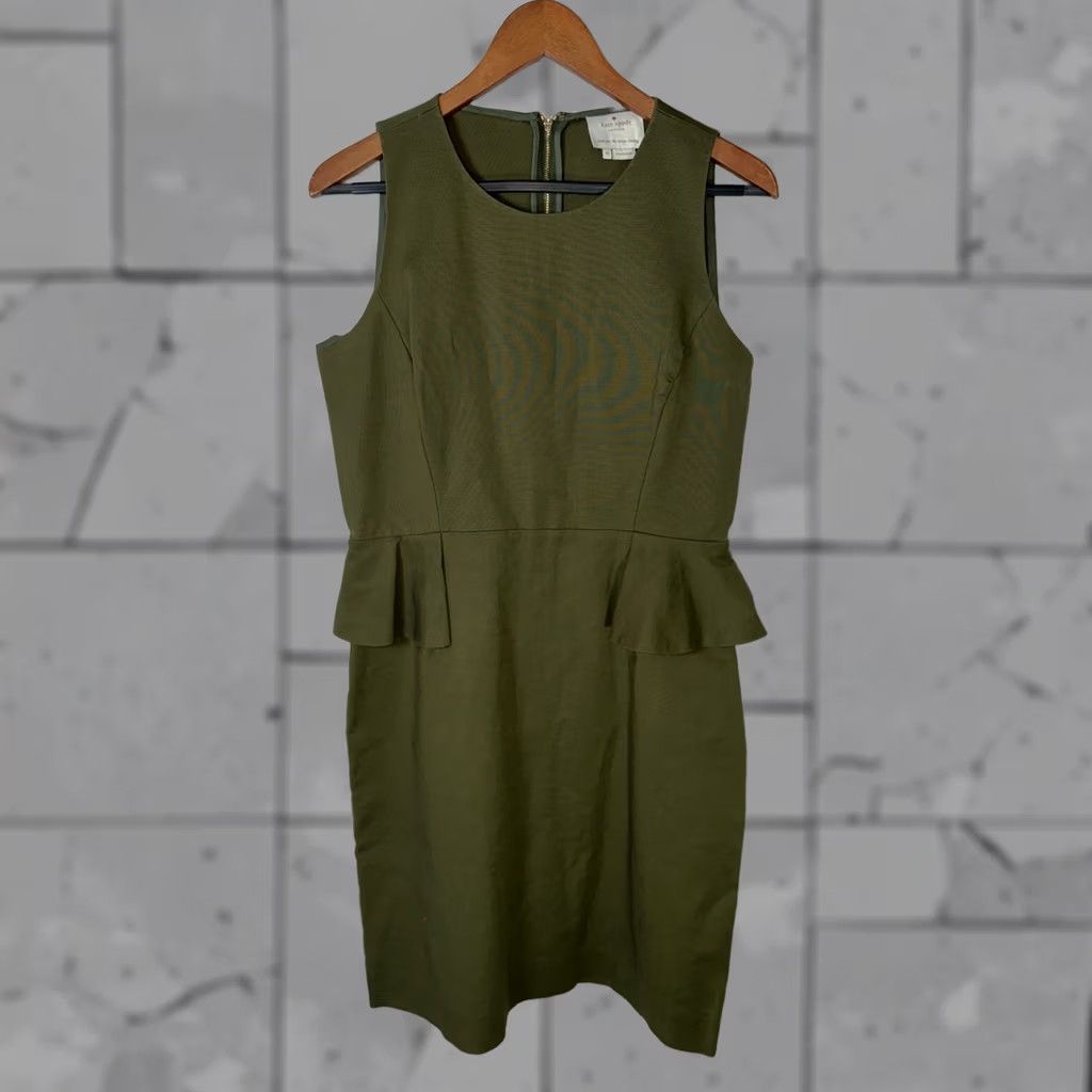 Vintage Kate Spade NEW YORK Stretch Cotton Peplum Sheath Dress 10 Womens Size L / US 10 / IT 46 - 1 Thumbnail