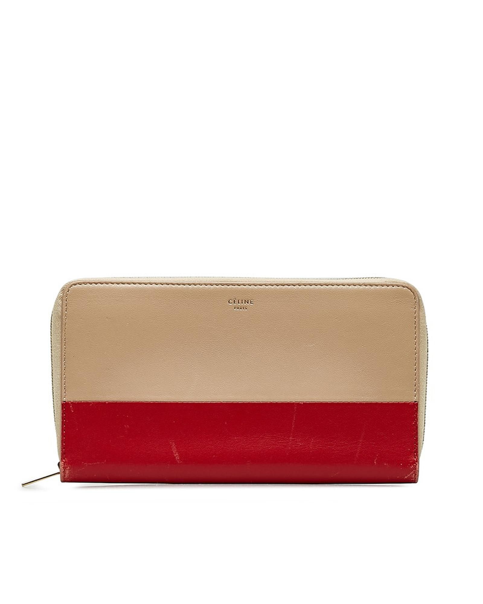 image of Celine Brown Leather Continental Wallet, Women's