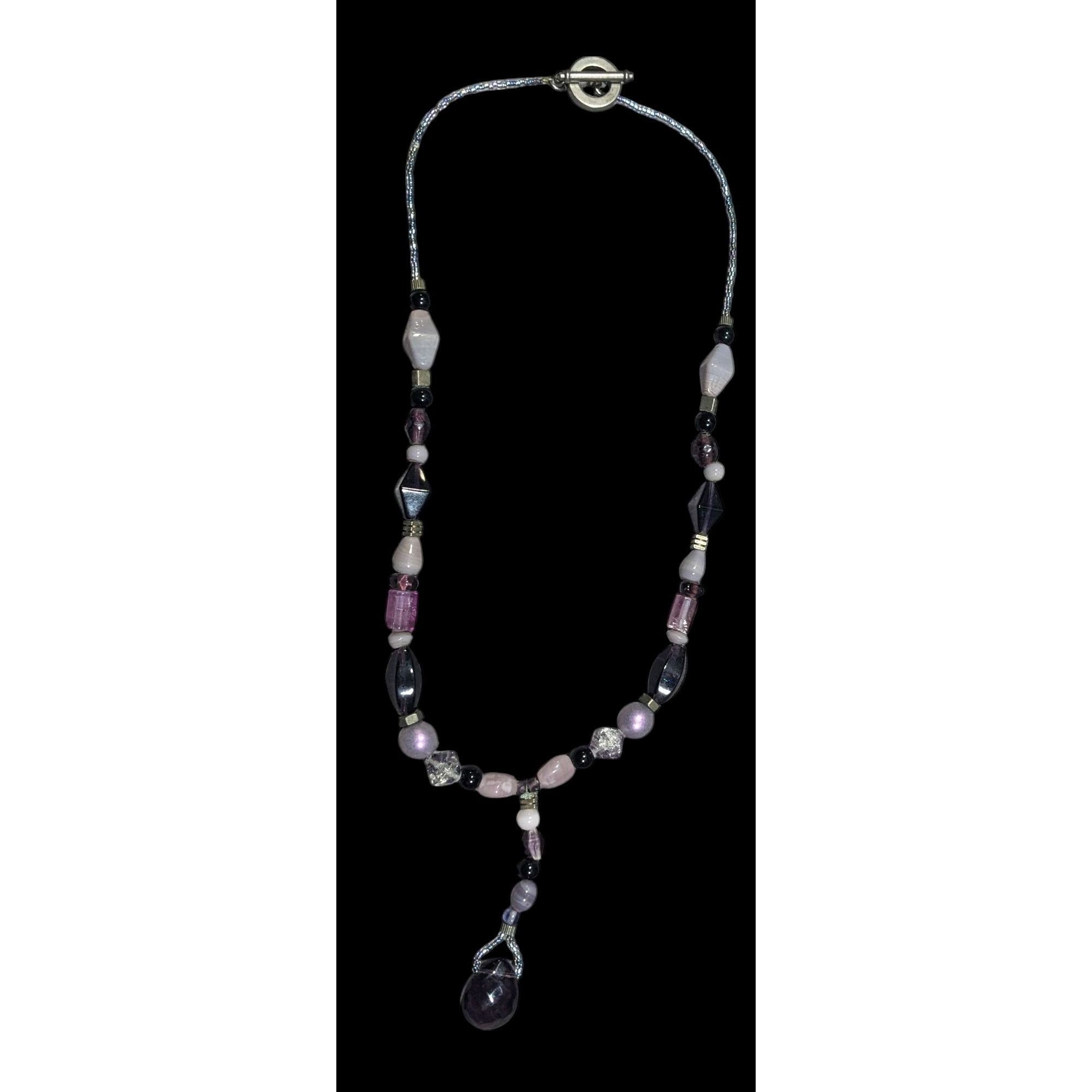 Other Handmade Purple Glass And Stone Y Necklace Size ONE SIZE - 2 Thumbnail