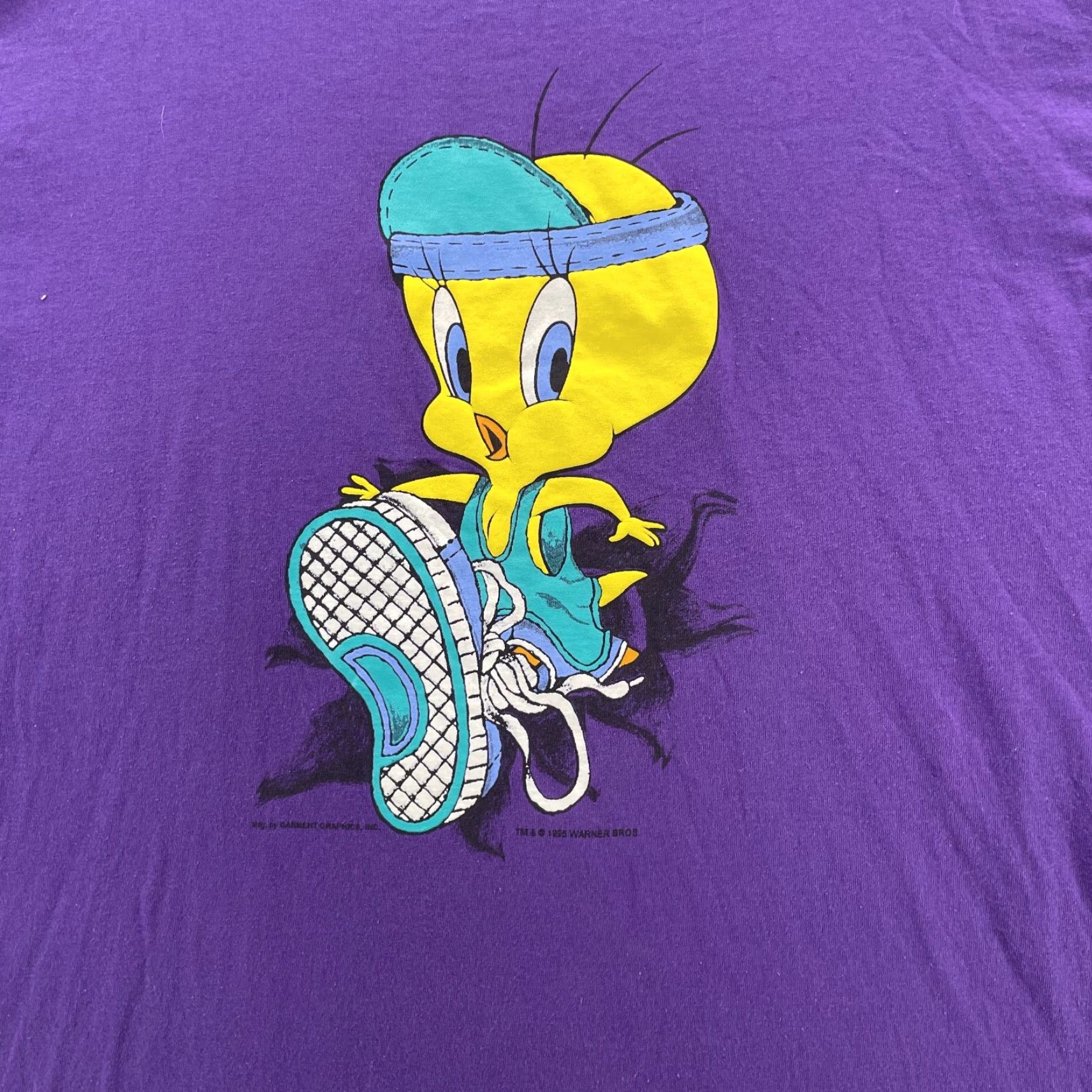 Delta VINTAGE Delta T-Shirt XL Purple Sportswear Tweety Retro 90's USA Made Graphic Print Size US XL / EU 56 / 4 - 2 Thumbnail