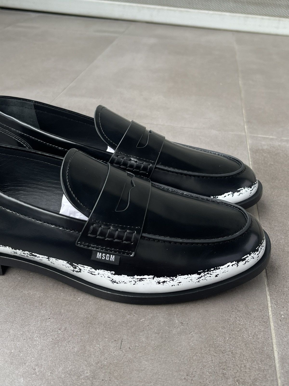 MSGM !DS! SS24 MSGM Black White Pattern Leather Loafers Size US 10 / EU 43 - 15 Thumbnail