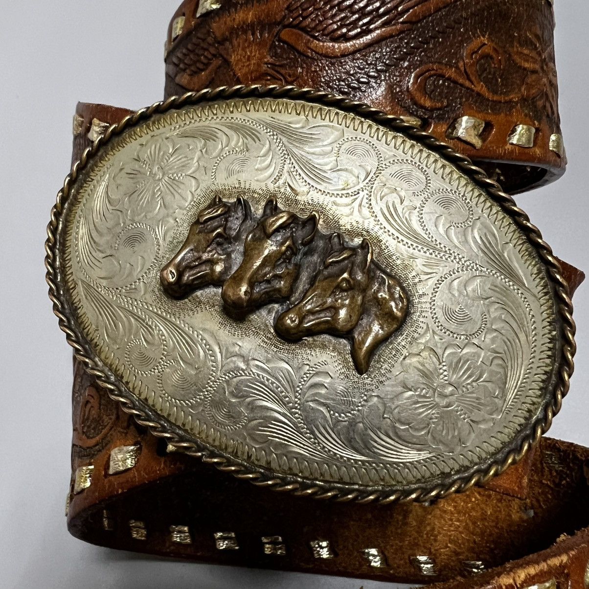 Cowboy Equipment × Japanese Brand × Vintage Leather belt vintage y2k cowboy buckle Size ONE SIZE - 3 Thumbnail