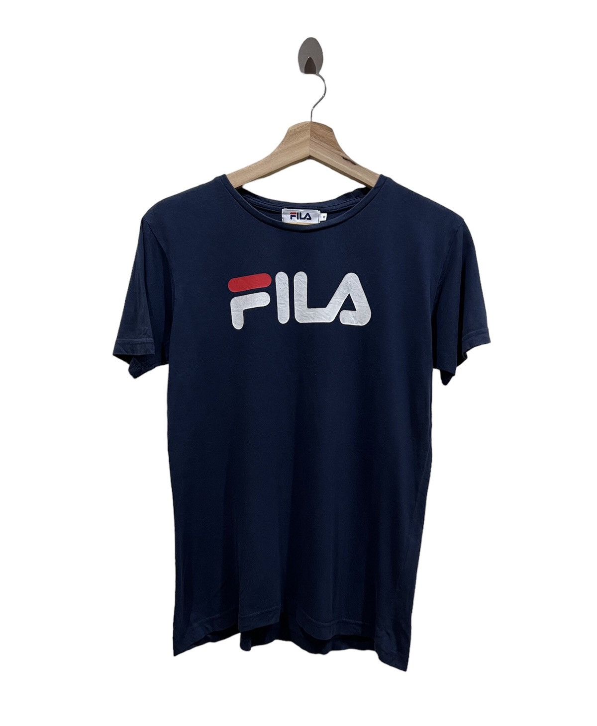 image of Fila Spell Out Shirt in Blue Black, Men's (Size Small)