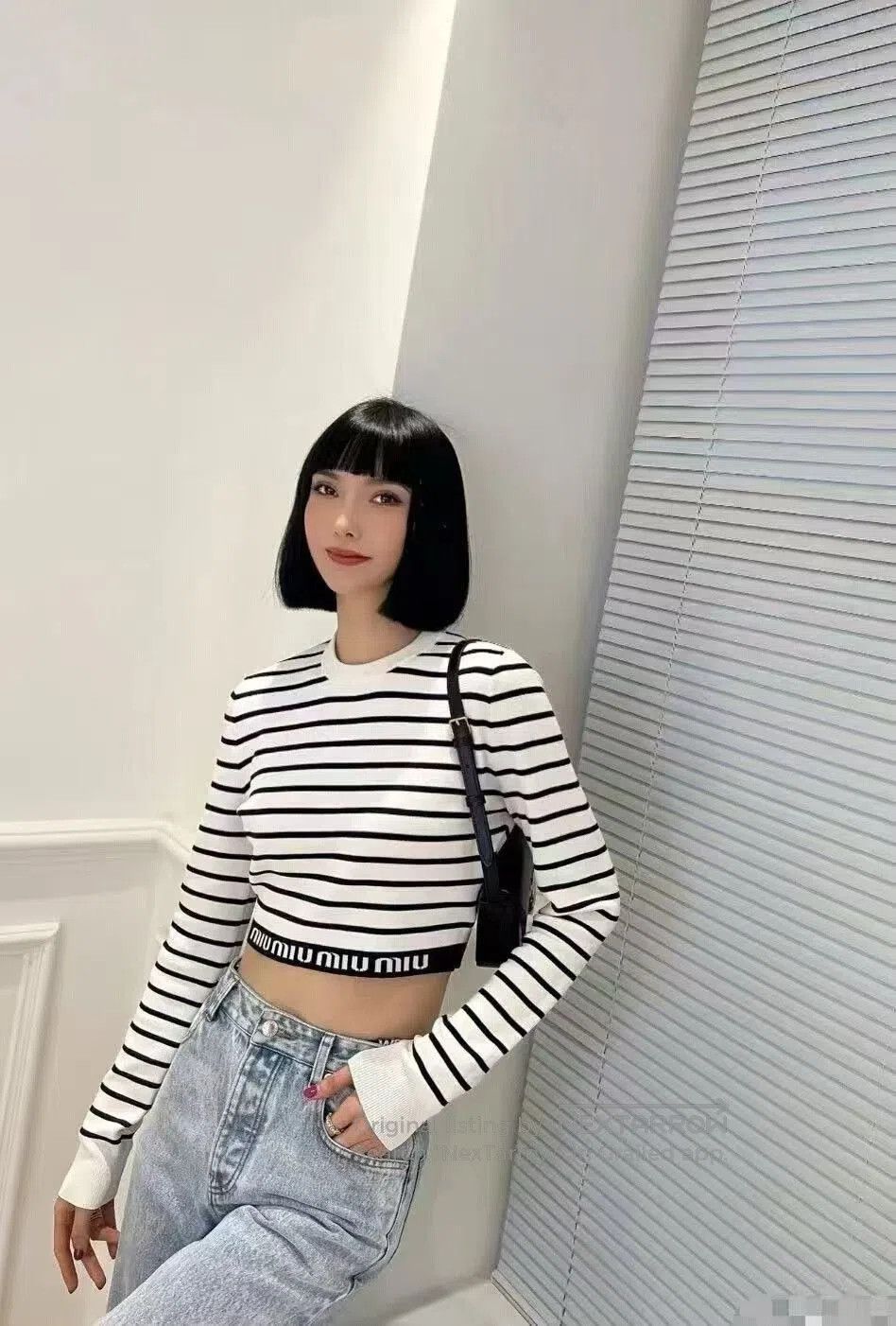 Miu Miu Miu Miu Striped Logo Knit Top. Size S / US 4 / IT 40 - 4 Thumbnail