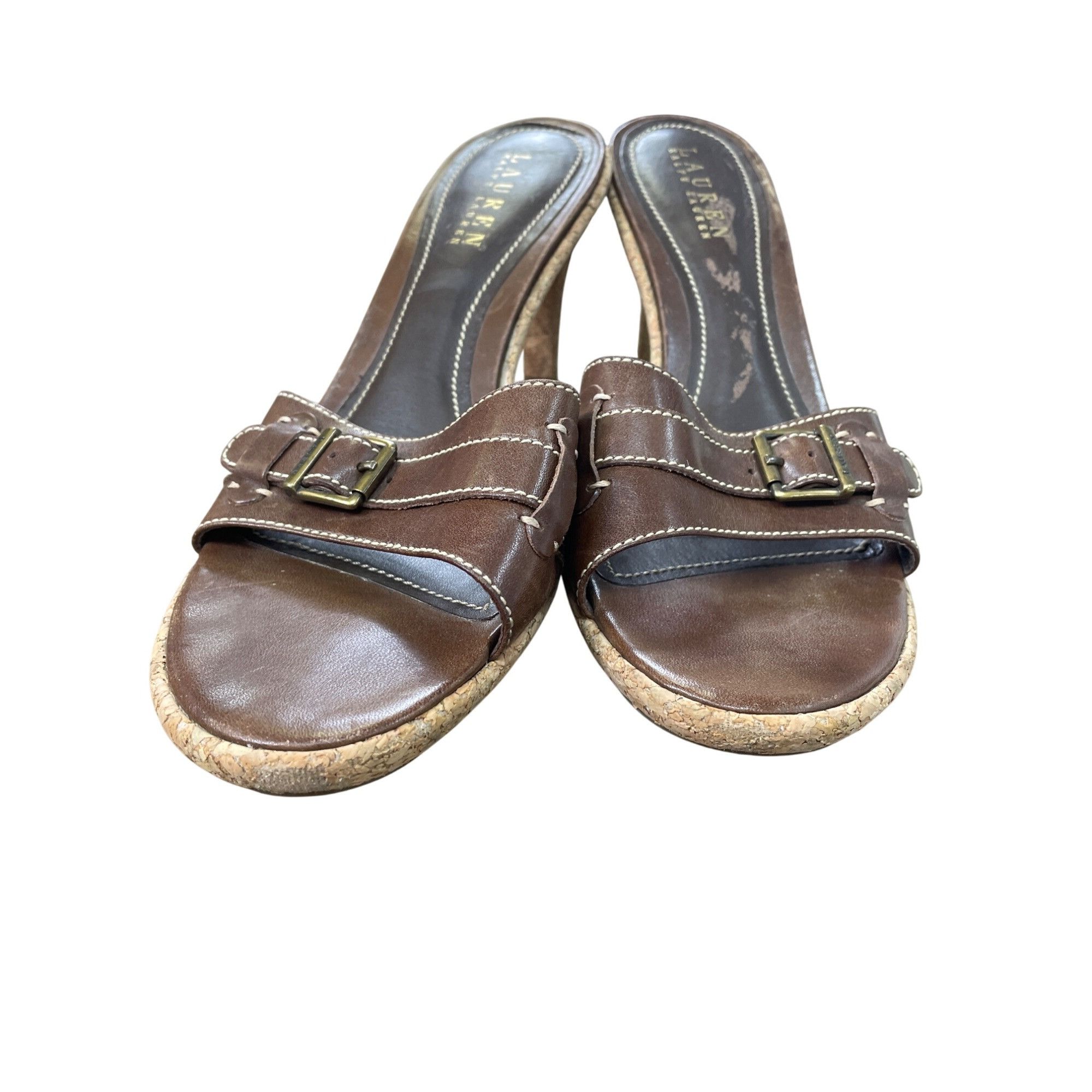 Lauren Ralph Lauren Lauren Ralph Lauren Womens Brown Leather Cork Heels Size 8B Size US 8 / IT 38 - 7 Thumbnail