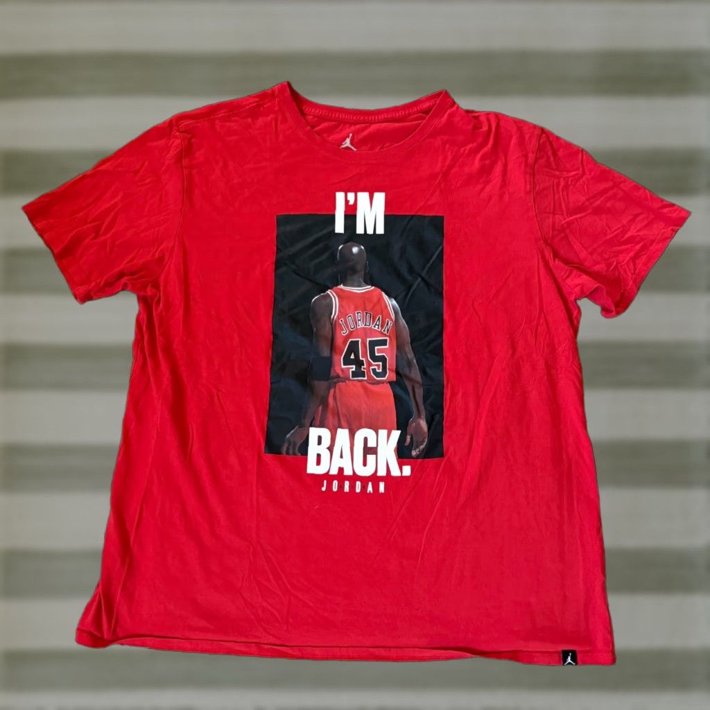 Nike Air Jordan 45 I'm Back Graphic Print Tee T Shirt Red Men's Size XXL 2XL