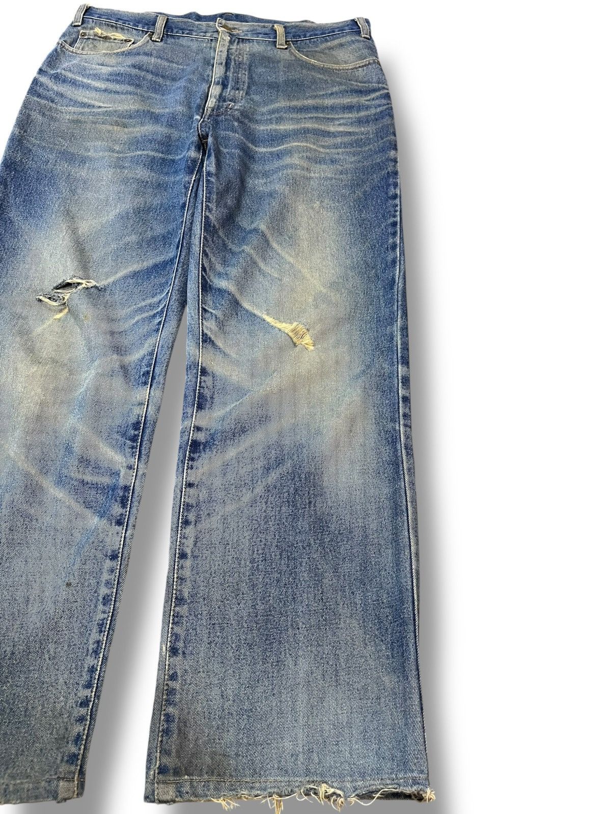 Beauty Beast × Japanese Brand × Yasuyuki Ishii Vintage Scratch Crew Baggy Faded Grunge Distressed Denim Size US 35 - 4 Thumbnail