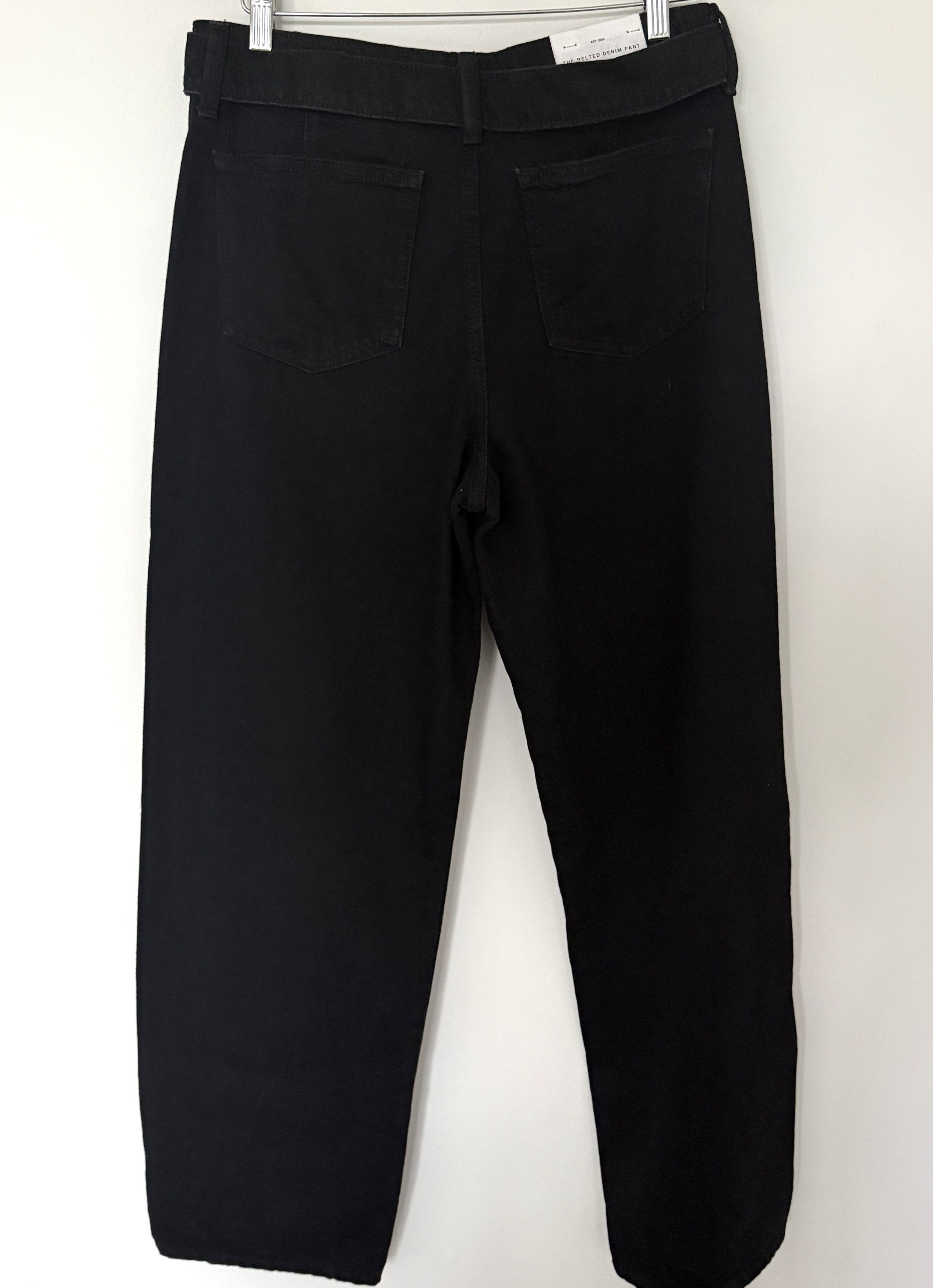 Zara Zara Black High-Waist Belted Denim Pants Cotton Classic Fit Size 28" / US 6 / IT 42 - 2 Thumbnail