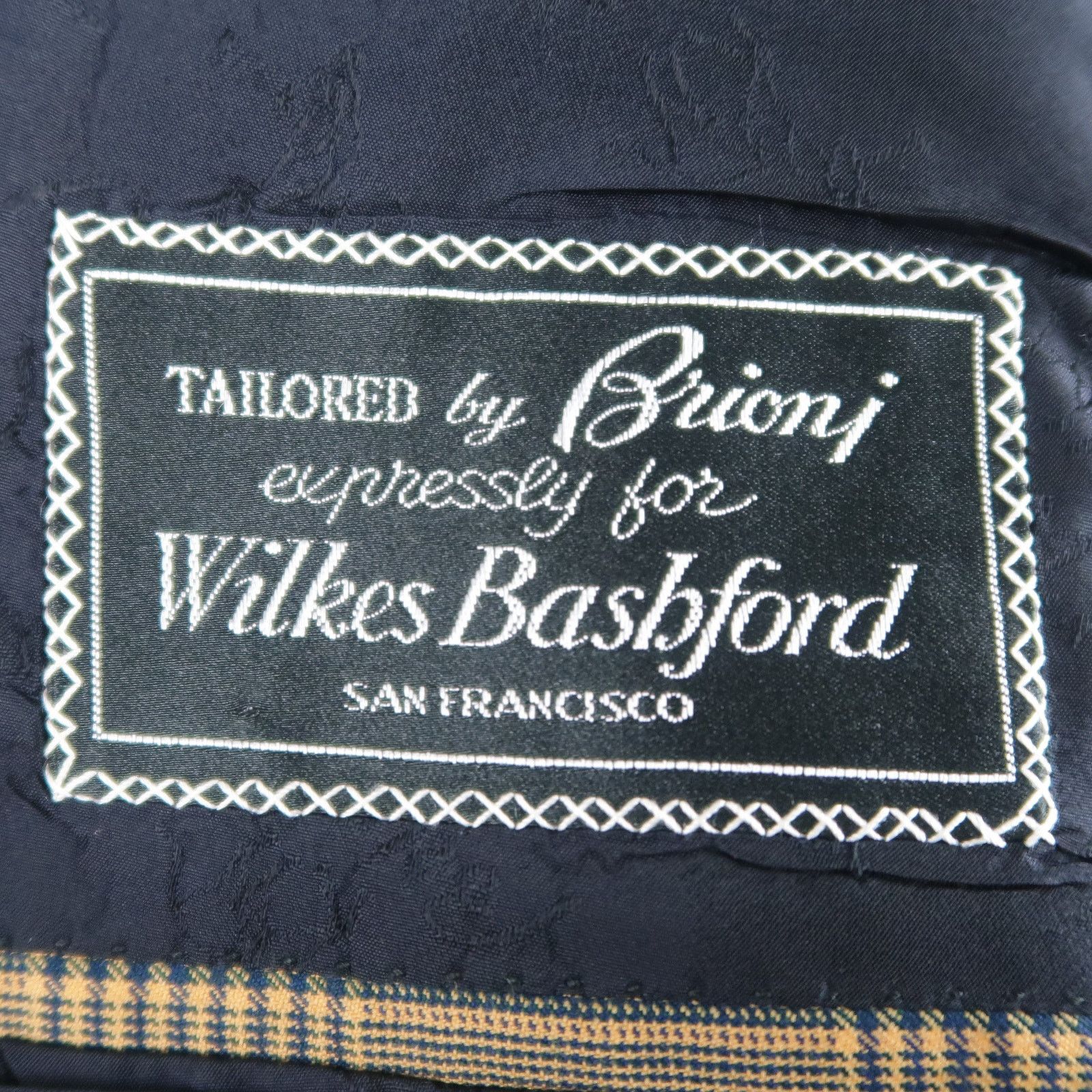 Brioni BRIONI 40 Regular Gold & Navy Plaid Wool Sport Coat Size 40R - 9 Thumbnail