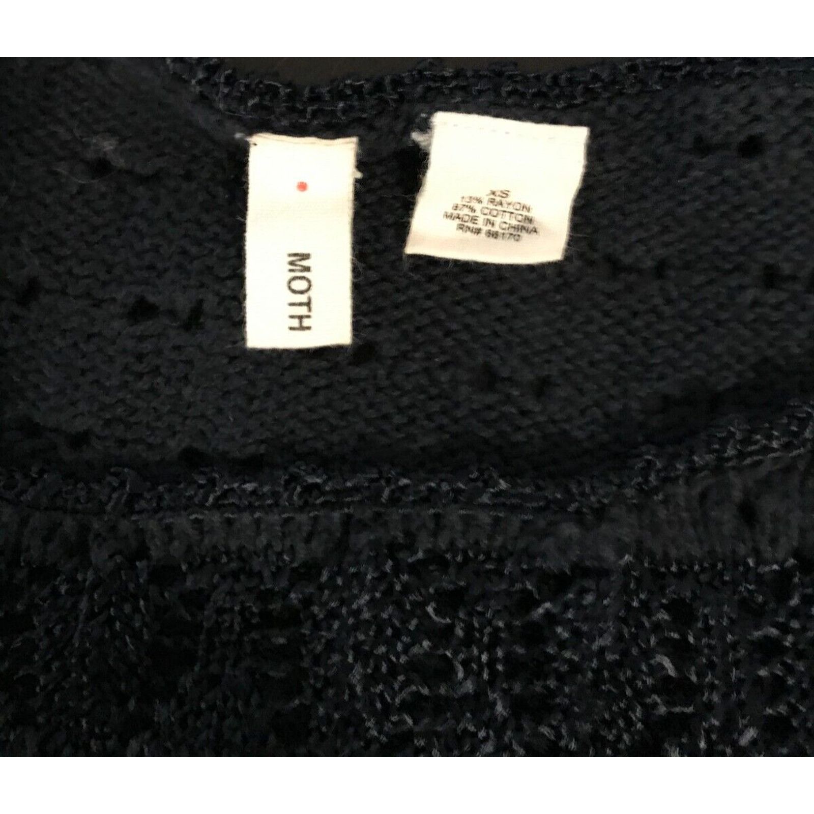 Anthropologie Anthropologie Moth Navy Blue Tie-Waist Pointelle Sweater Size XS / US 0-2 / IT 36-38 - 8 Thumbnail