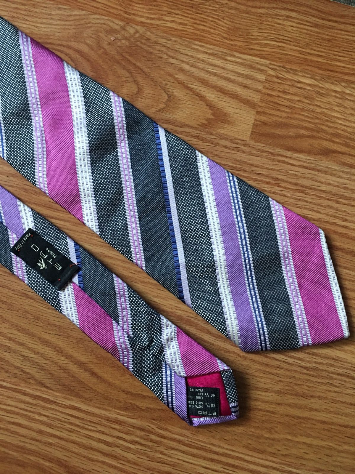 Etro ETRO Milano Stripped Italy Silk Mens Tie Size ONE SIZE - 2 Thumbnail