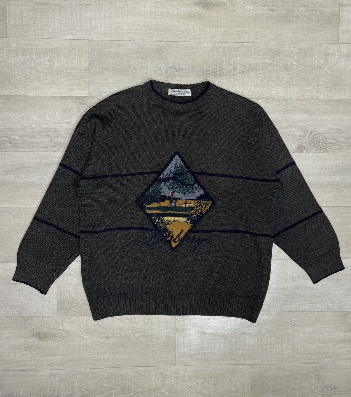 Burberry Vintage Embroidery Sweater Size US L / EU 52-54 / 3 - 1 Thumbnail