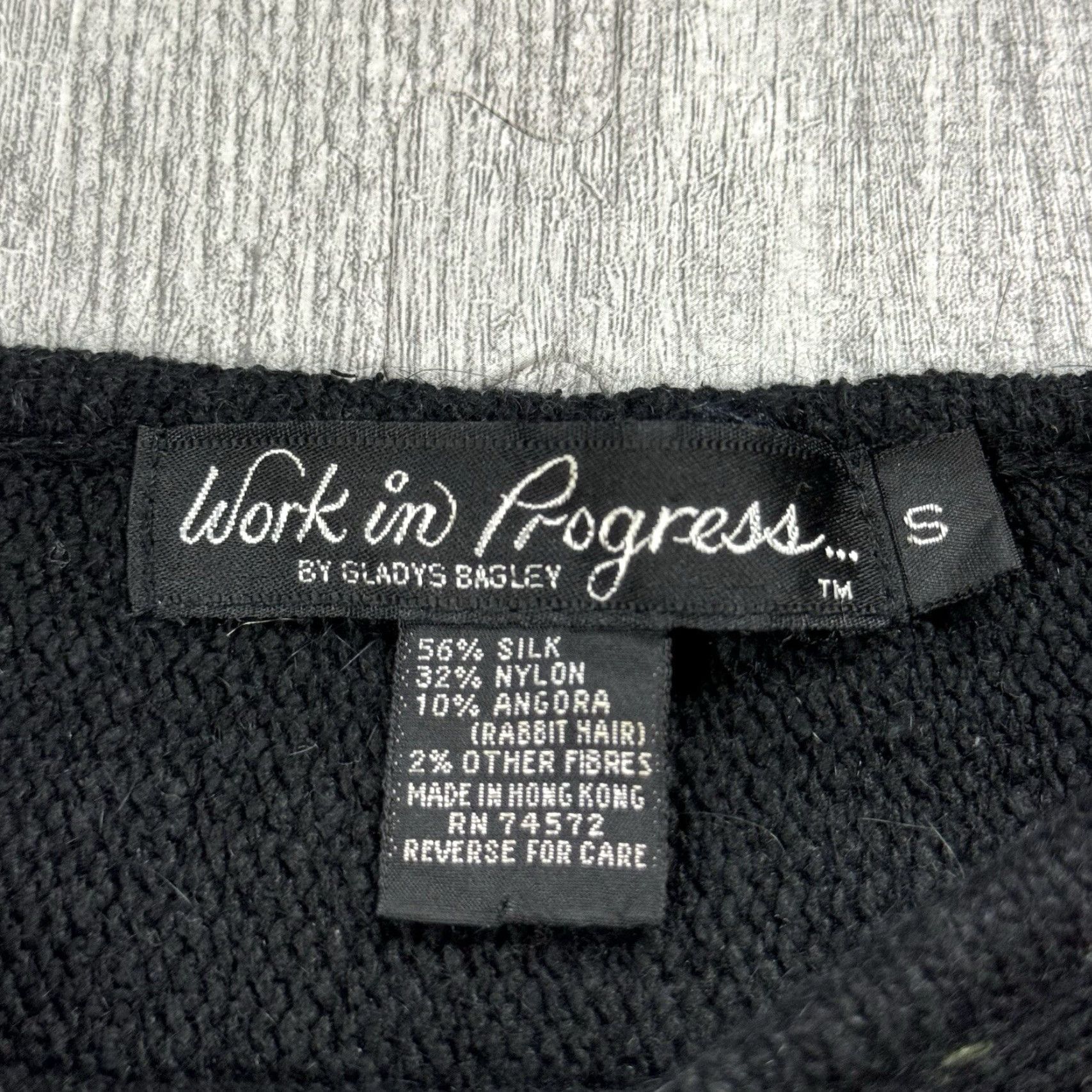 Etro VINTAGE Work in Progress Sweater Women Small Black Beaded Embellished Silk Angora Lambswool 80s Vintage Pullover Womens Size S / US 4 / IT 40 - 3 Thumbnail