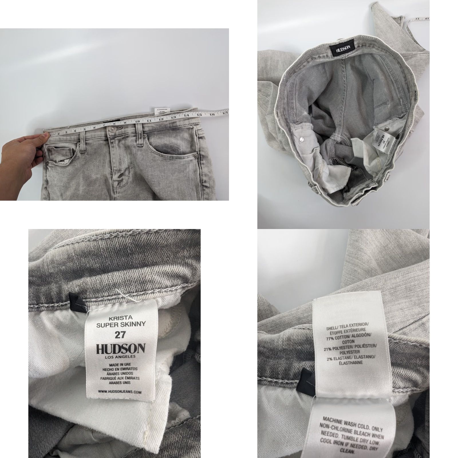 Hudson Hudson Krista Super Skinny Jeans Womens 27 Gray Denim Cotton Blend Low Rise Stretch Raw Hem Skinny Jeans Women 27 Mens? Size 27" / US 4 / IT 40 - 8 Thumbnail