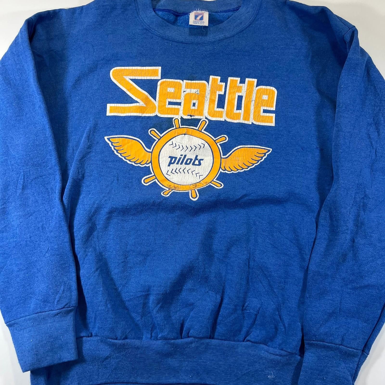 Logo 7 Vintage 90s Seattle MLB Big Logo Crewneck Sweatshirt Size US 34 / EU 50 - 1 Thumbnail