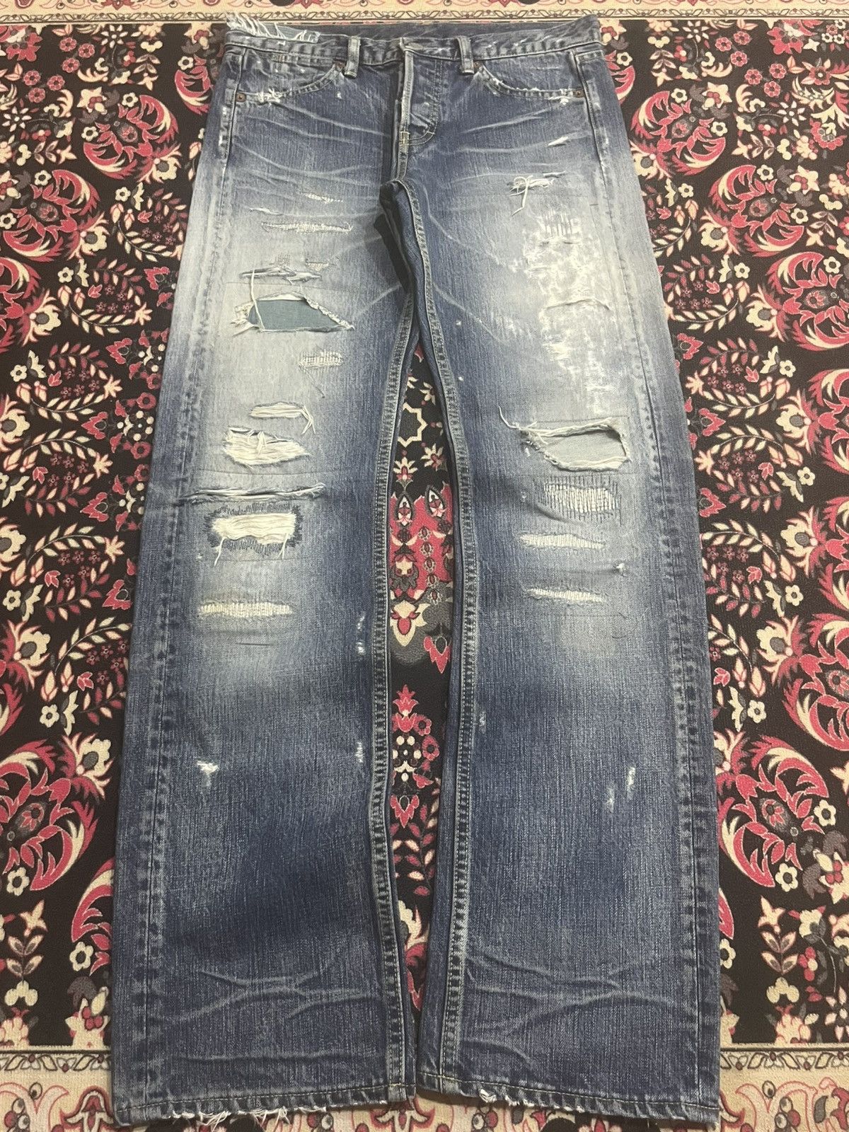 Undercover Vintage Japan Macphee Grunge Sashiko Destroy Blue Jeans Size US 30 / EU 46 - 1 Thumbnail