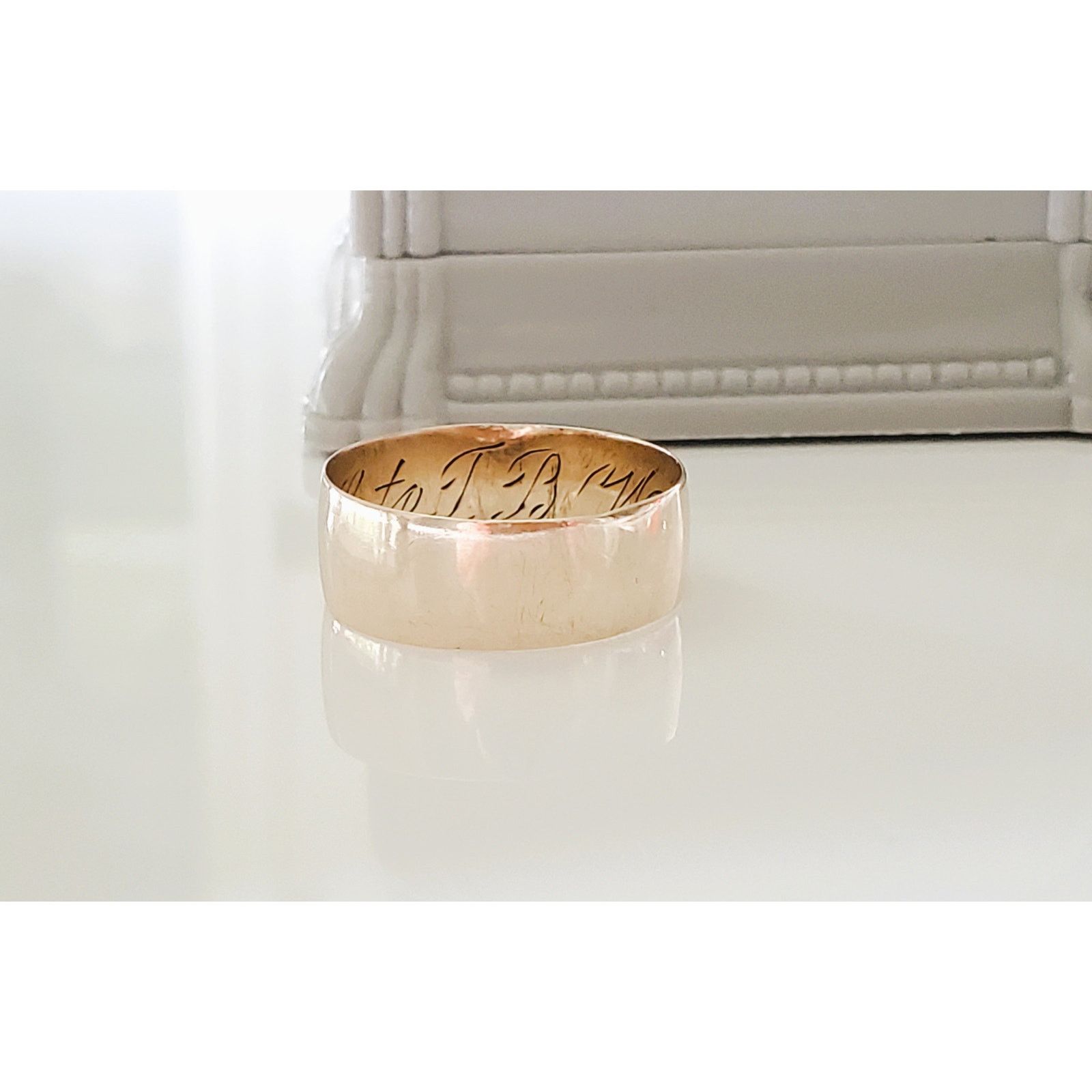 Unknown London Vintage Victorian 14K Rose Gold Engraved Wide Band Ring Size ONE SIZE - 1 Thumbnail