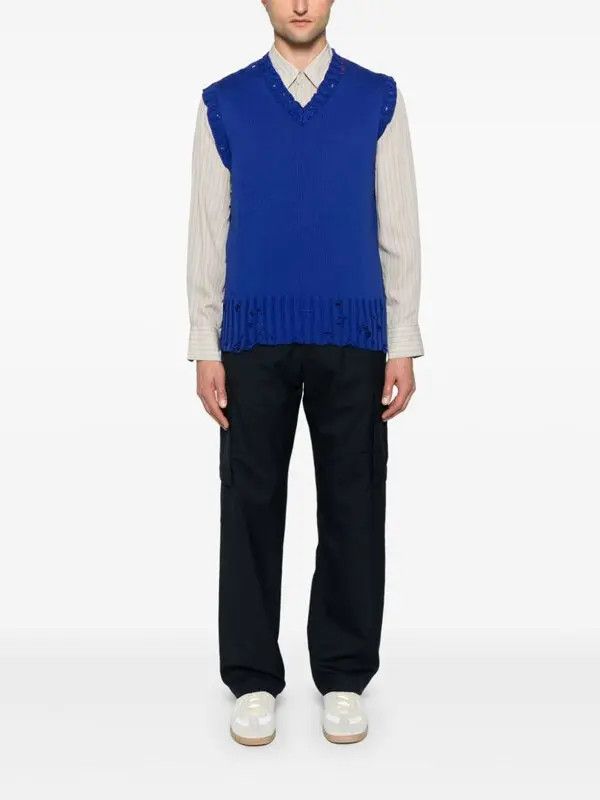 Marni o1w1db11125 Cotton V-Neck Vest in Blue Size US L / EU 52-54 / 3 - 4 Thumbnail
