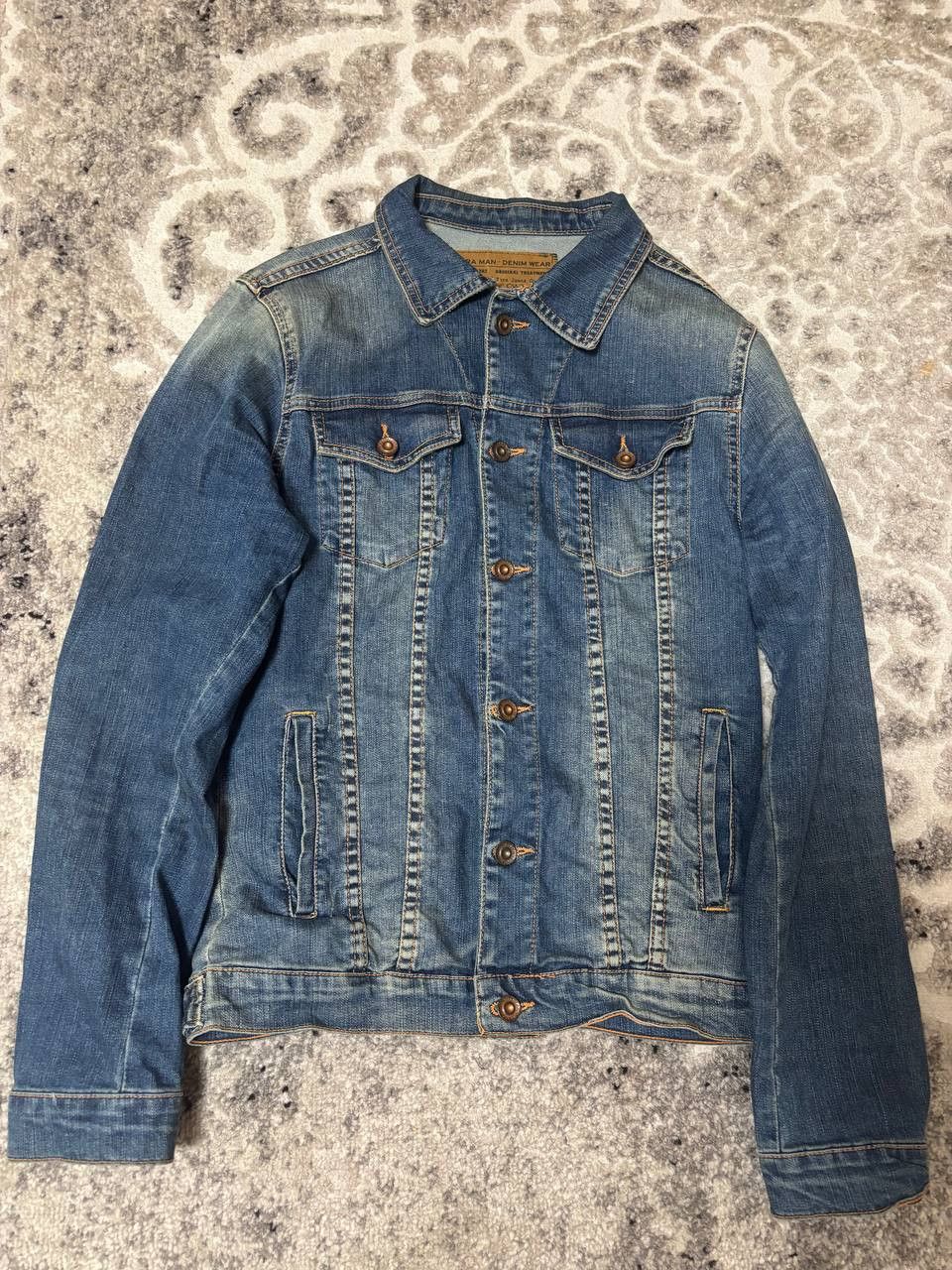 Zara Zara Man Vintage Denim Jacket Blue Distressed Wash Size M Size US M / EU 48-50 / 2 - 3 Thumbnail