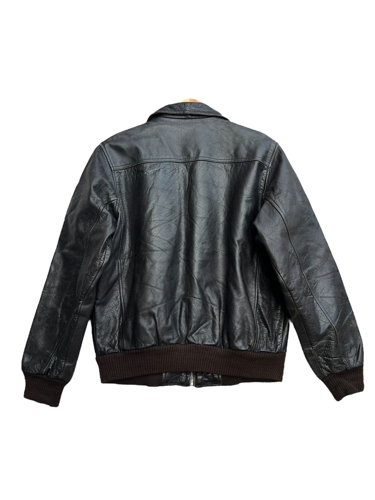 Vintage Vintage 80s Black Bomber Leather Jacket Size US M / EU 48-50 / 2 - 2 Thumbnail