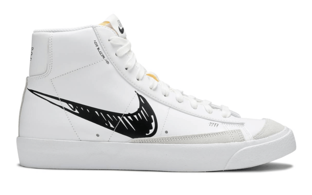 image of Nike Blazer Mid Vintage '77 "sketch" (White / Black) 10.5 Shoes in White Black, Men's