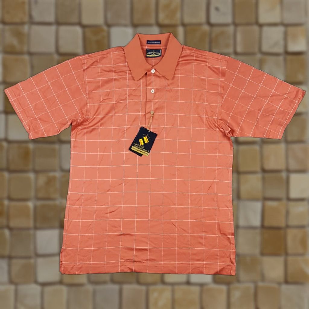 Vintage VINTAGE Outer Banks Salmon Pink Checked Golf Polo Shirt Men's Size Small Button Collar Preppy 90s Size 36R - 1 Thumbnail