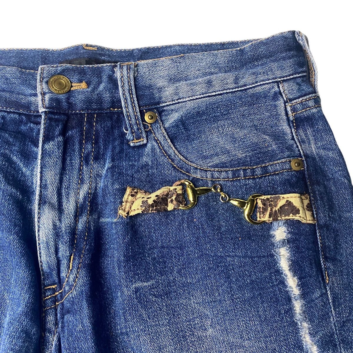 If Six Was Nine Spinash Distressed Washed Snake Chain Jeans Size US 29 - 4 Thumbnail