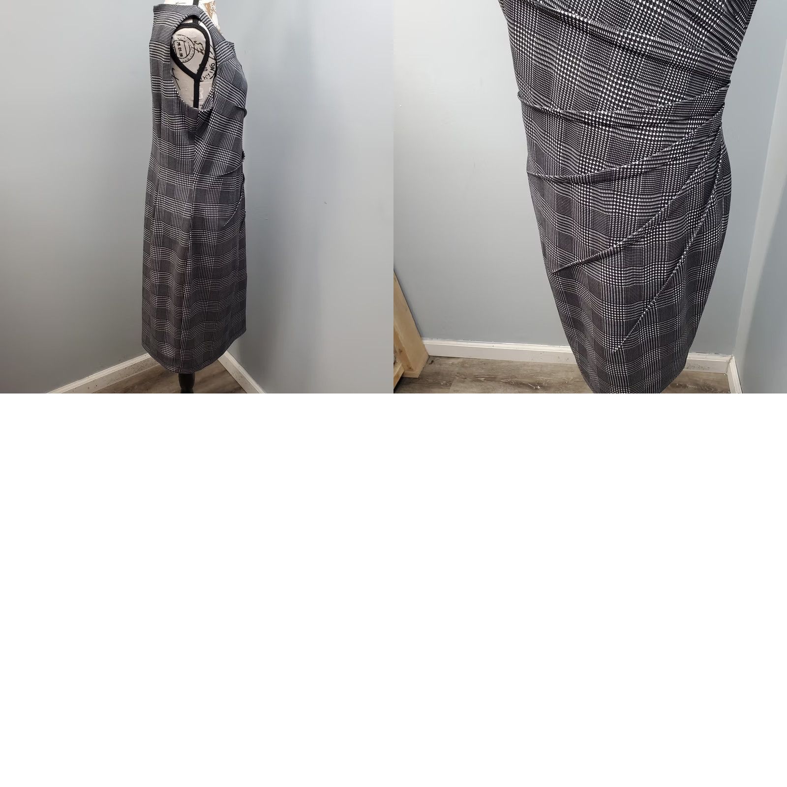 Calvin Klein Calvin Klein Starburst Sheath Dress Womens 14 White Black Houndstooth Back Zip Size XL / US 12-14 / IT 48-50 - 8 Thumbnail