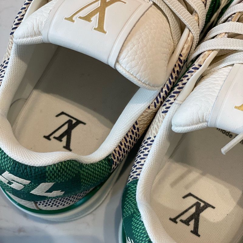 Louis Vuitton Louis Vuitton Low Top Trainer Sneakers in White and Green - Size US 7.5 / EU 40-41 - 7 Thumbnail