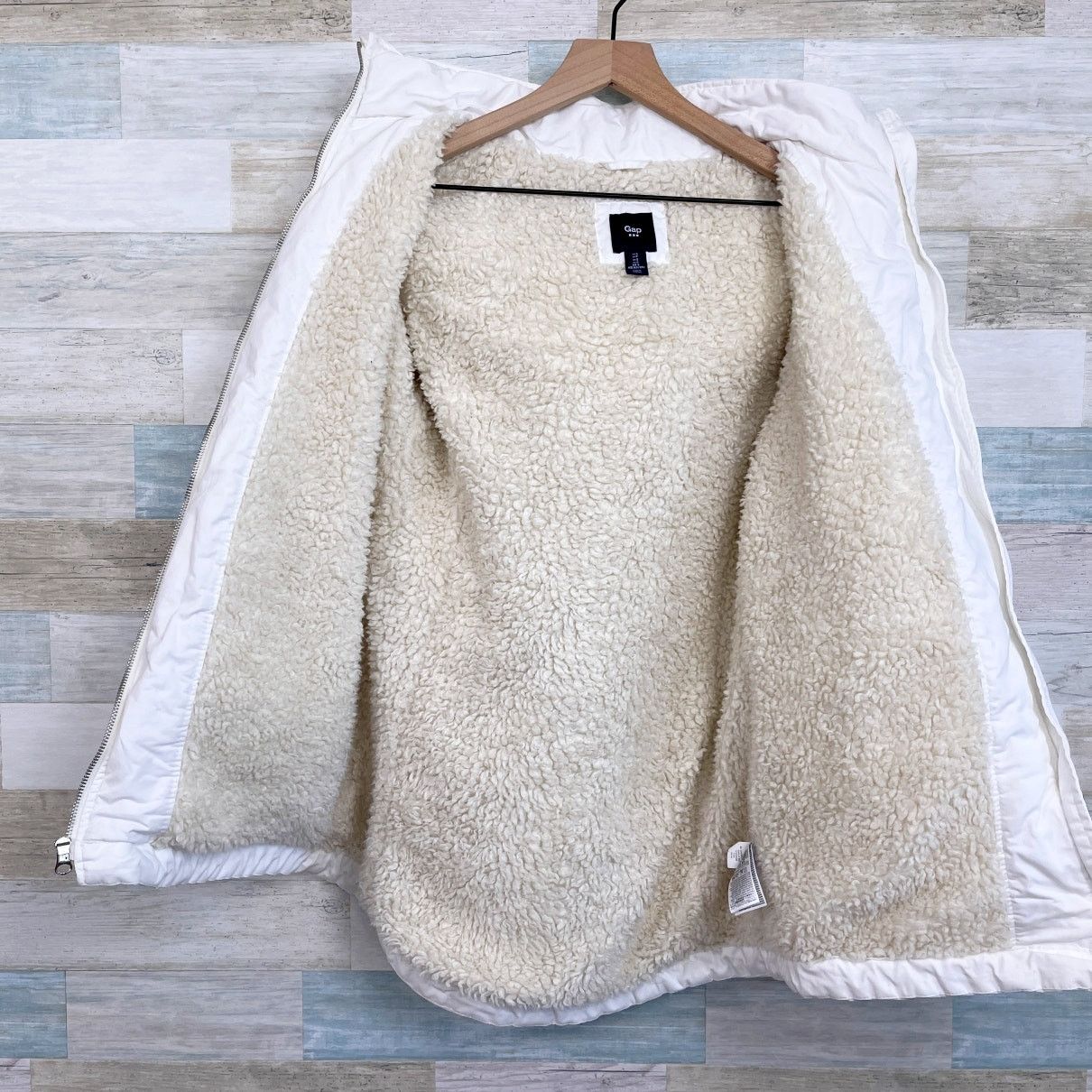Gap GAP Sherpa Lined Parka Coat White Hooded Full Zip Womens S Size S / US 4 / IT 40 - 5 Thumbnail