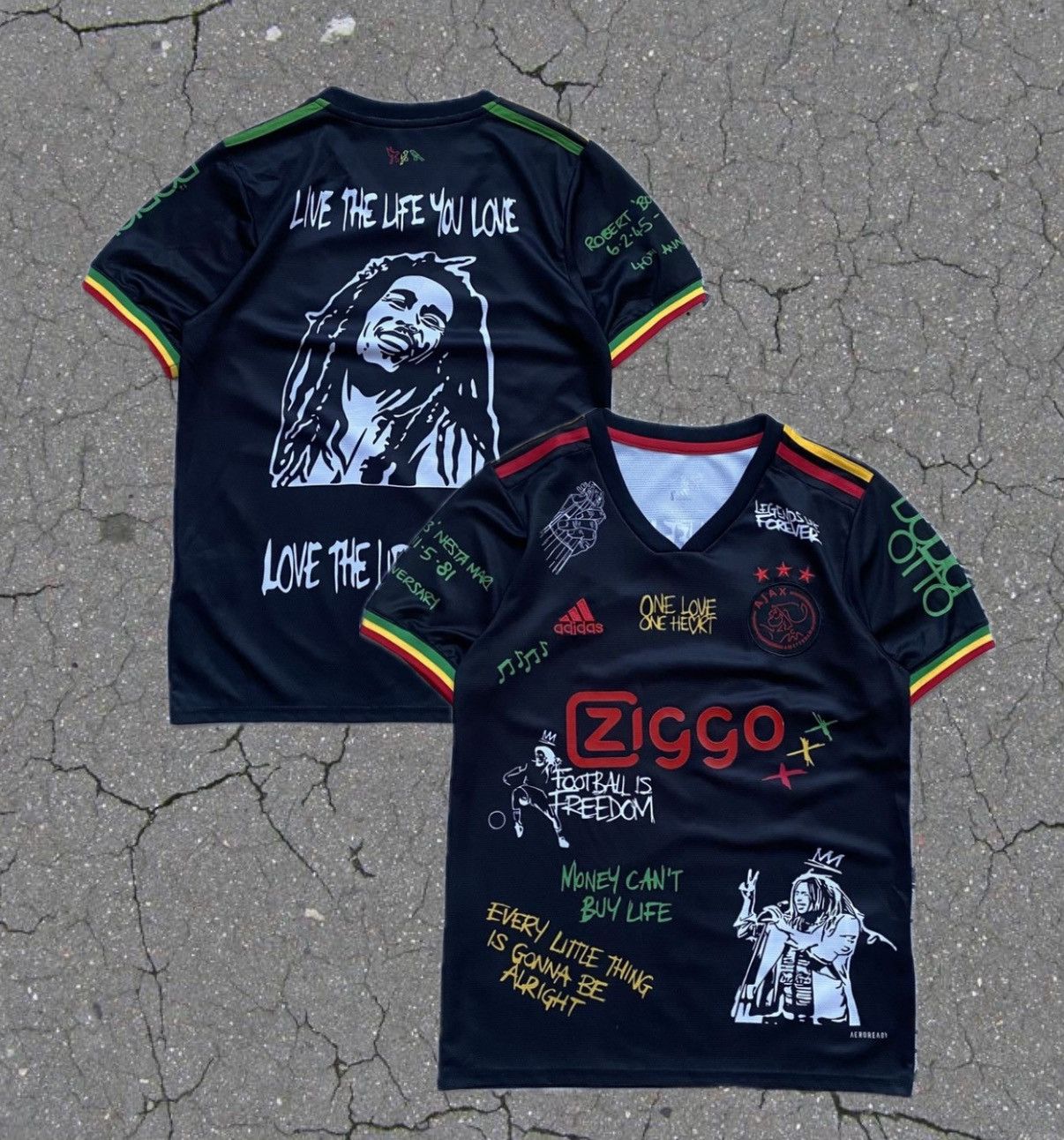 Adidas × Bob Marley ⚽️ Bob Marley Adidas Ajax soccer jersey Blockore Y2K Size US S / EU 44-46 / 1 - 1 Thumbnail