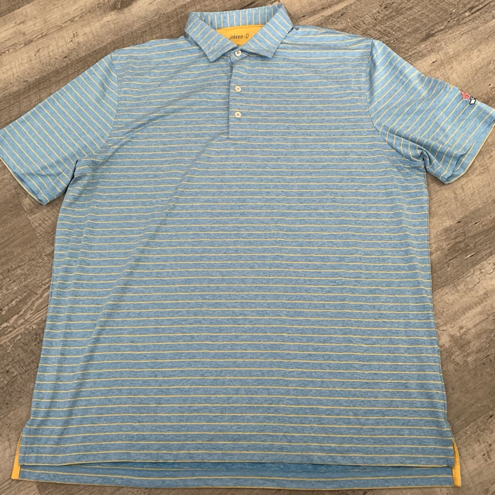 johnnie-O johnnie-O Polo Shirt Mens XL Striped Blue Yellow Golf Sun Protection Stretch Multicolor Short Sleeve Regular Size Size US XL / EU 56 / 4 - 3 Thumbnail