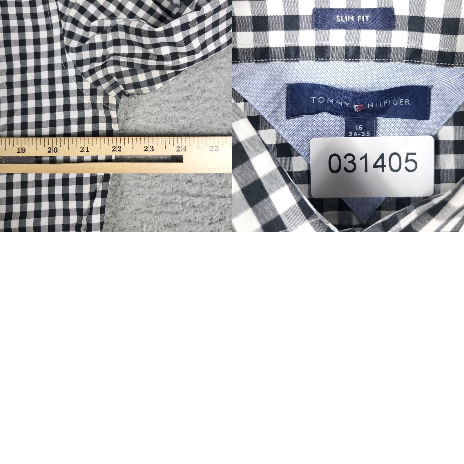 Tommy Hilfiger Tommy Hilfiger Dress Shirt Mens 16 Black Check Long Sleeve Button Up Size 42R - 8 Thumbnail
