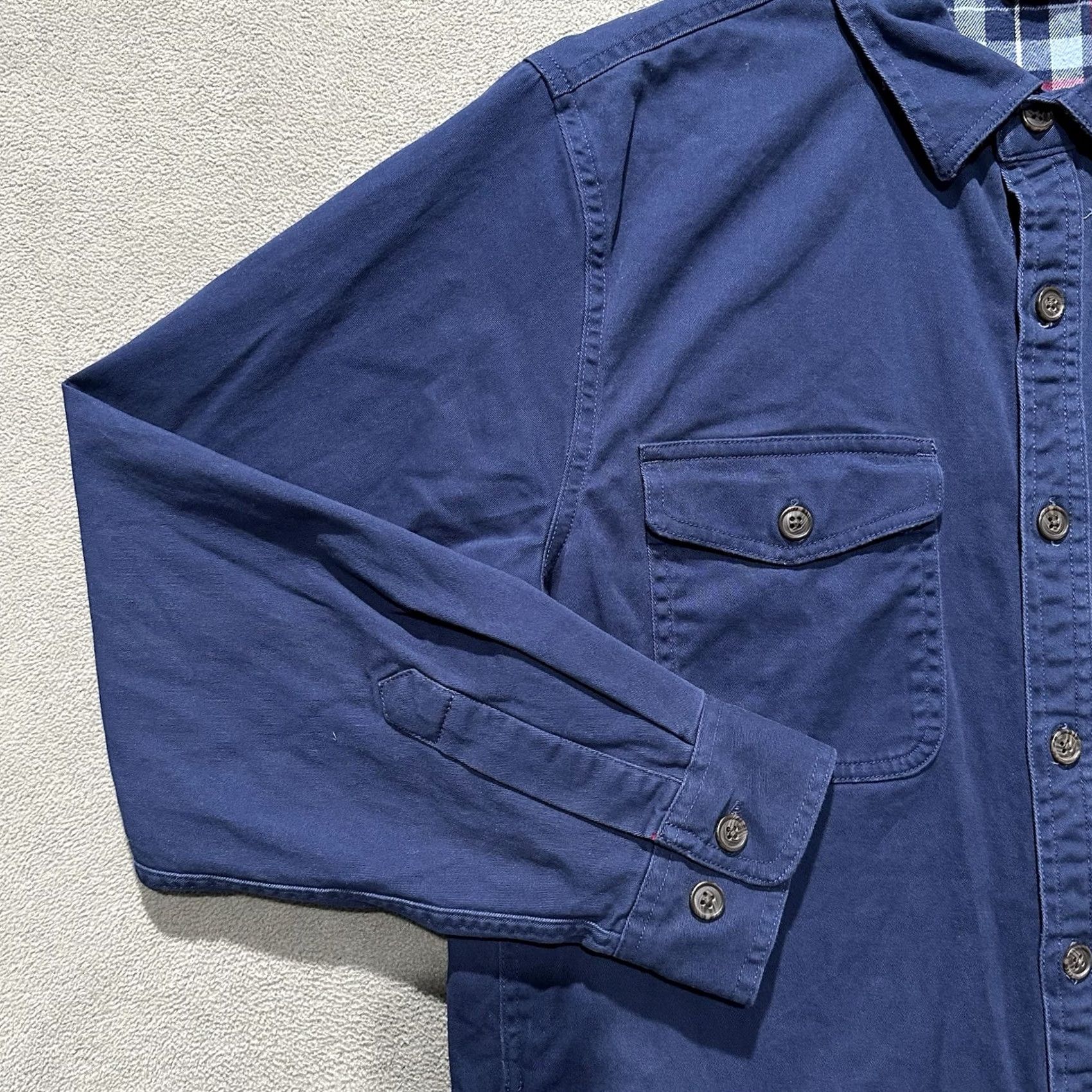 Lands' End Lands' End Shirt Mens Medium Blue Red Flannel Lined Work Jacket Shacket Button Up Size US M / EU 48-50 / 2 - 7 Thumbnail