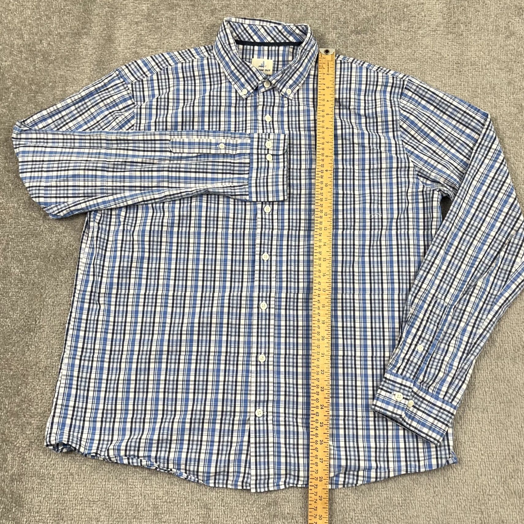 johnnie-O Johnnie-O Hangin Out Shirt Men XL Blue Plaid Button-Down Long Sleeve Casual Work Shirt Size US XL / EU 56 / 4 - 5 Thumbnail