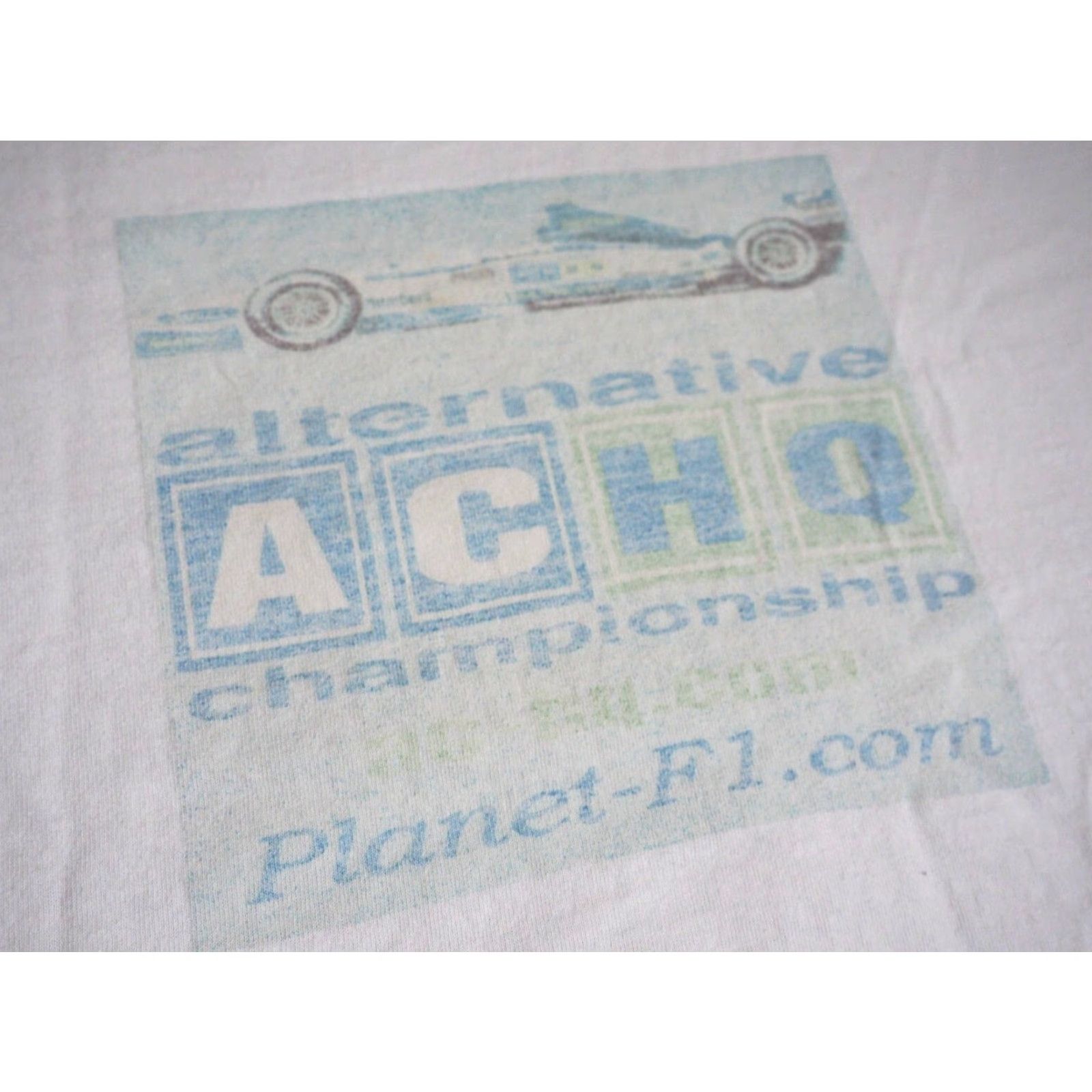 Vintage VTG 90s Y2k Planet F1 Formula One Racing Championship White Tee T-Shirt L Mens Short Sleeve Graphic Cotton 2000s Size US L / EU 52-54 / 3 - 7 Thumbnail
