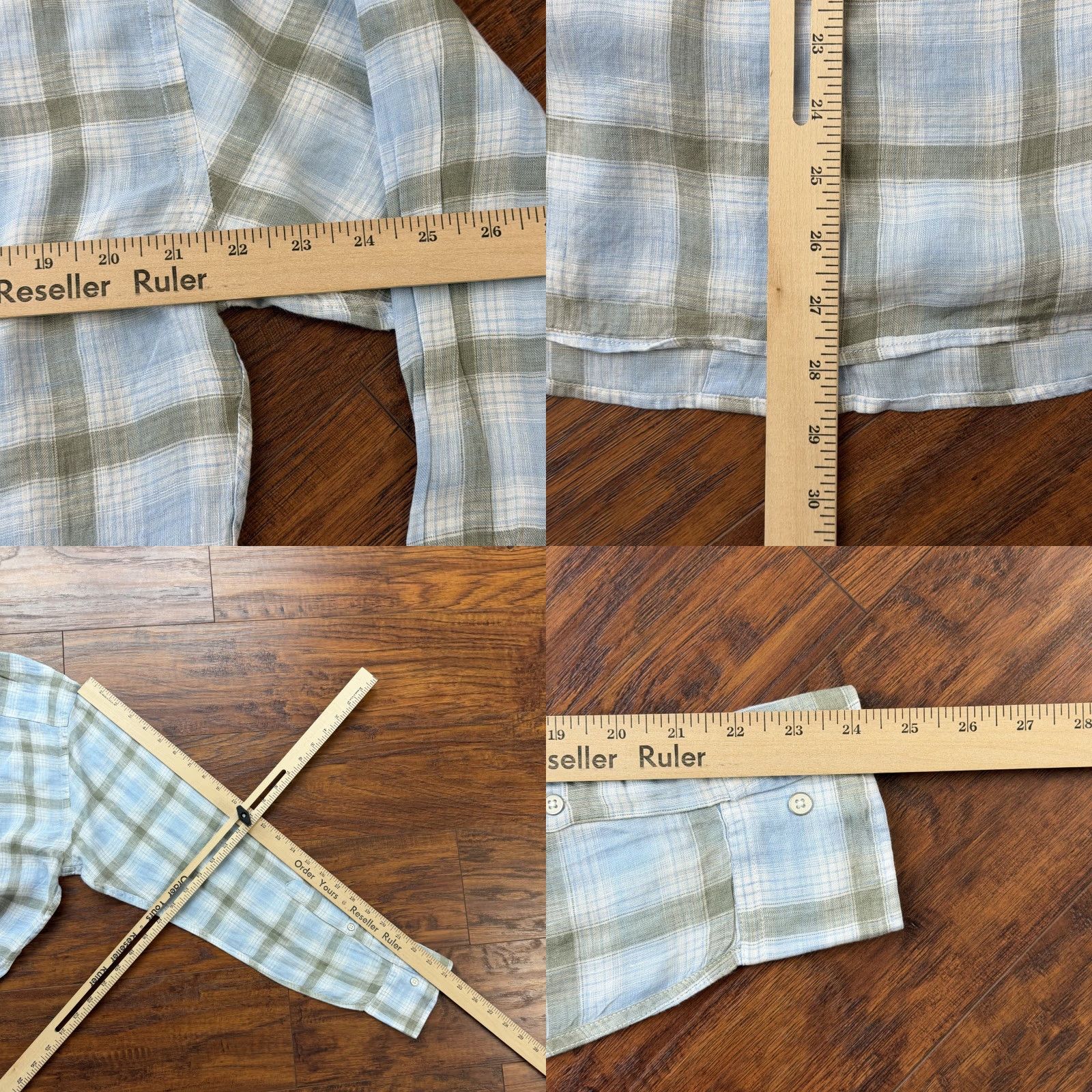 Peter Millar Peter Millar Shirt Mens M Blue Linen Plaid Long Sleeve Lightweight Pocket Button-Up Shirt Size US M / EU 48-50 / 2 - 8 Thumbnail